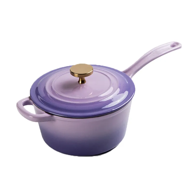 Premium  Cast Iron Enamel Milk Pan Stew Pot / Stock Pot With  Iron Handle