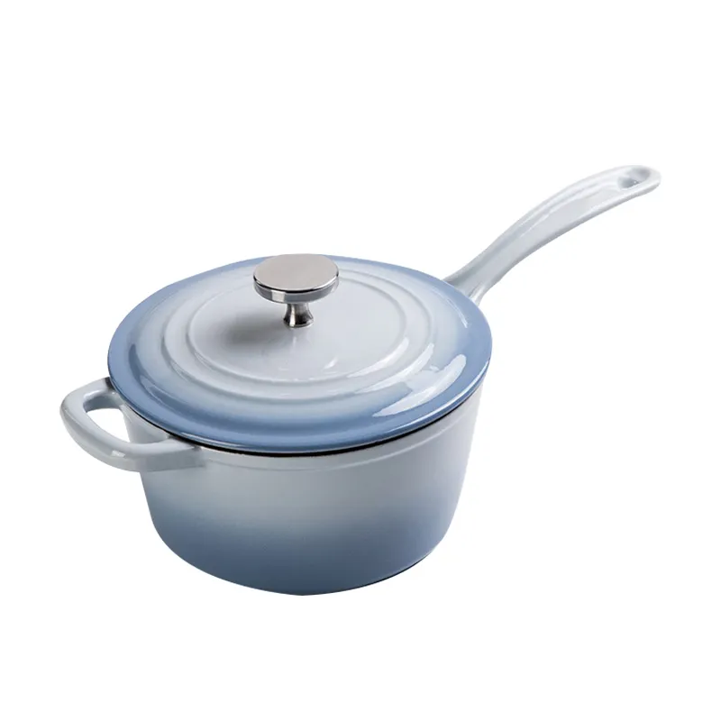 Premium Cast Iron Enamel Milk Pan & Stock Pot Iron Handle
