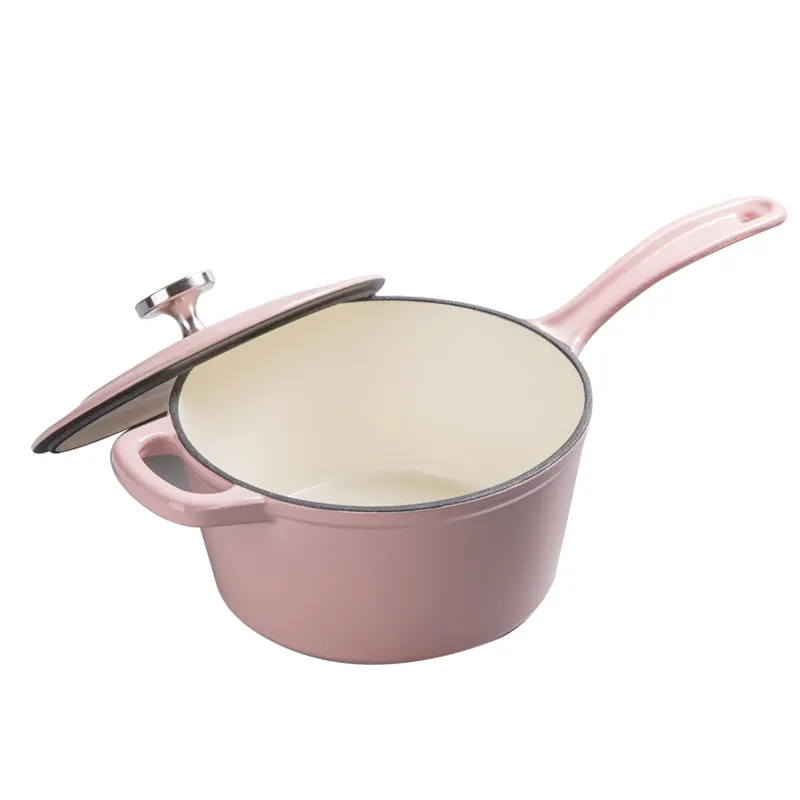 Premium Cast Iron Enamel Milk Pan & Stew/Stock Pot w/ Handle