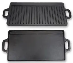 Premium  Pre-seasoned Cast Iron Camping Griddle Plate / Rectangle Grill Pan