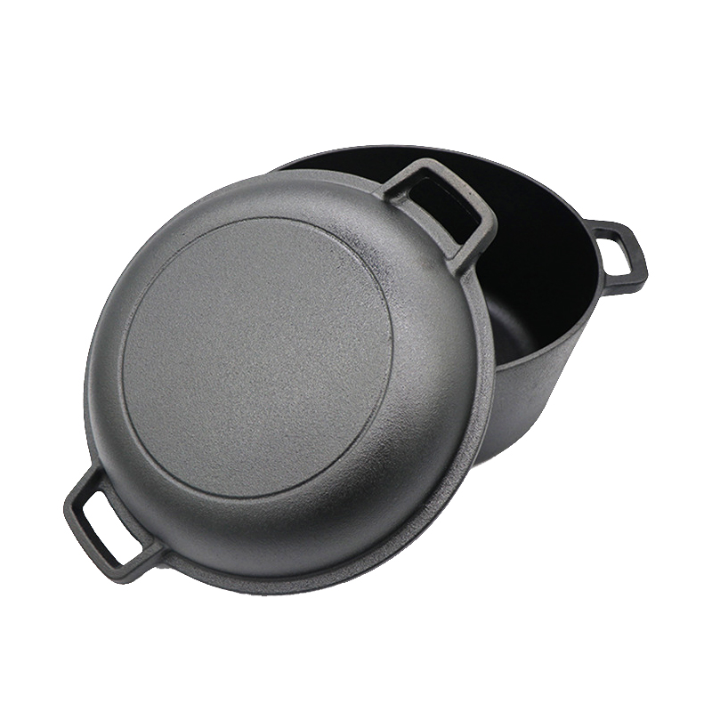 Ready-to-Use Pre-Seasoned BBQ Cast Iron Pot 2-in-1 Dutch Oven