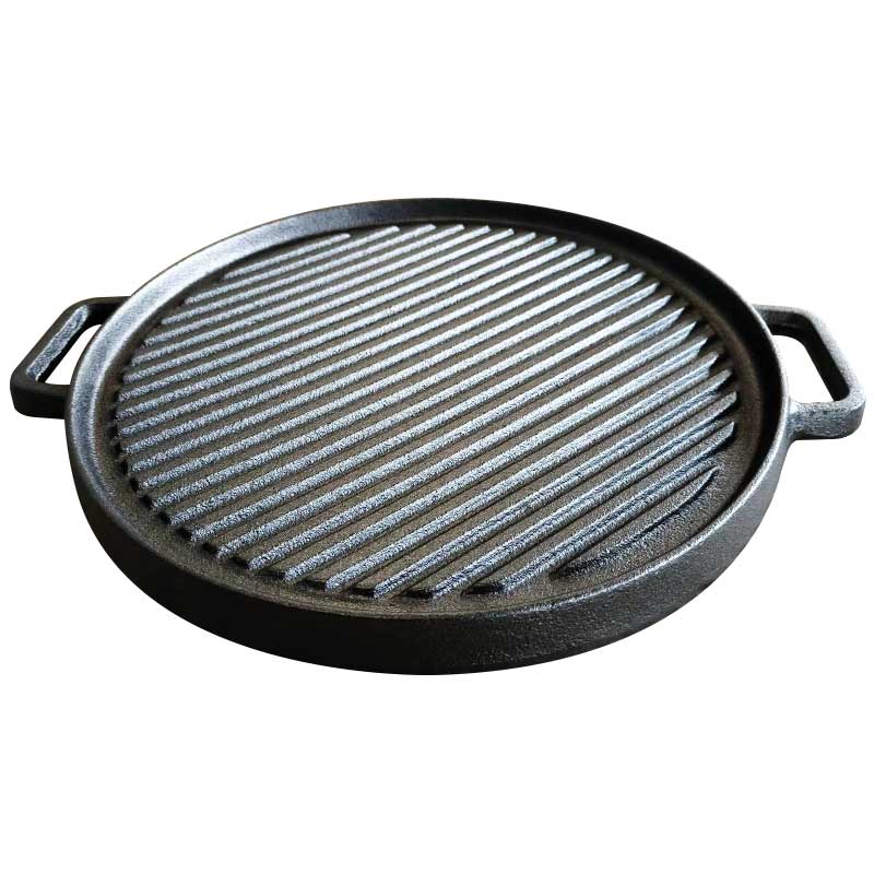 Cast Iron Round Reversible Grill & Griddle Plate | Pre-Seasoned