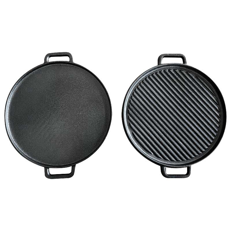 Cast Iron Round Reversible Grill & Griddle Plate | Pre-Seasoned