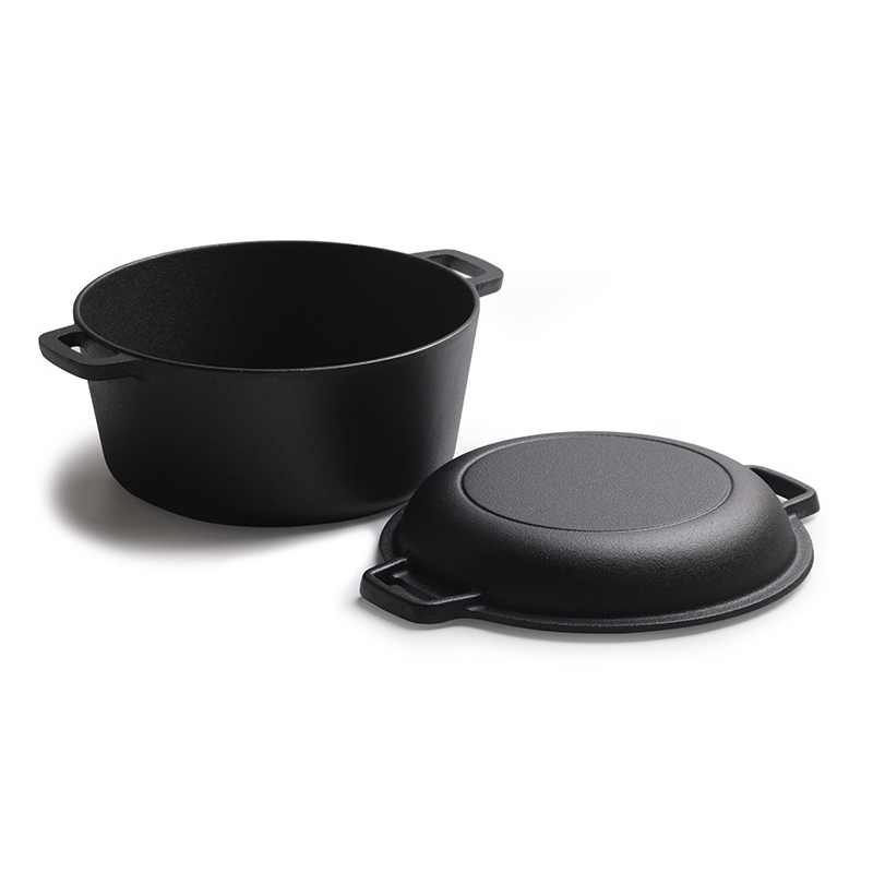 Premium Vegetable Oil Non Stick Cast Iron Pot 2 In 1 Dutch Oven