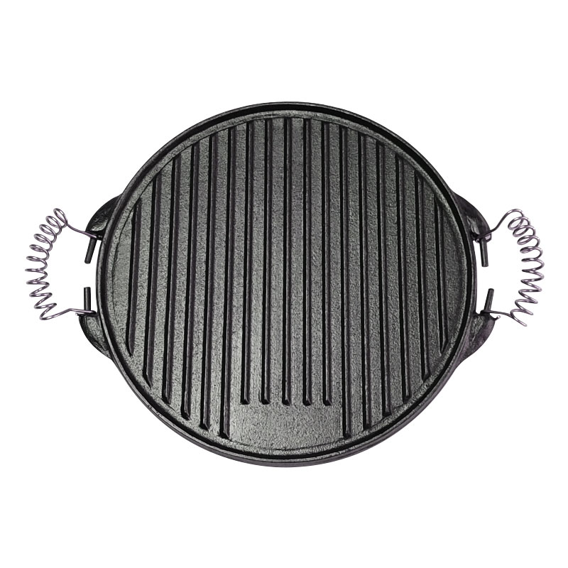 High-Quality Pre-Seasoned Cast Iron Grill Pan w/Spring Handle