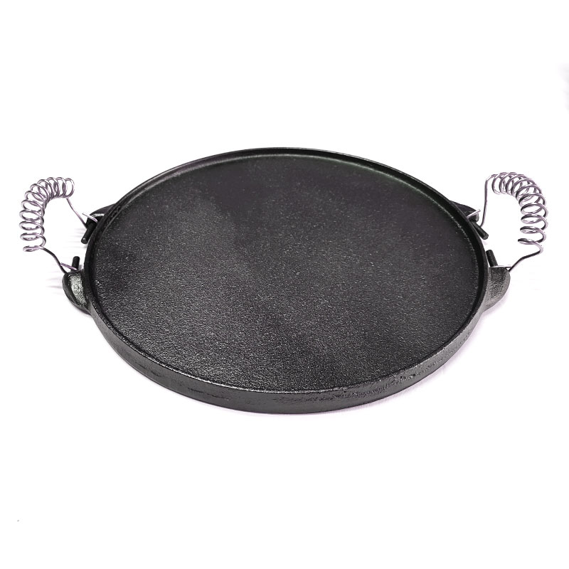 High-Quality Pre-Seasoned Cast Iron Grill Pan w/Spring Handle