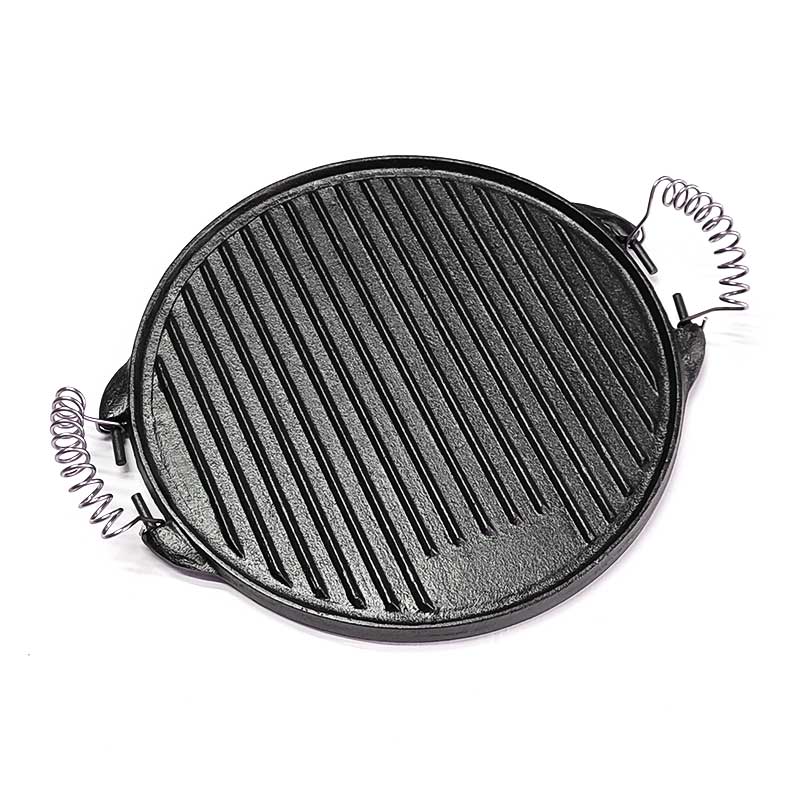 High-Quality Pre-Seasoned Cast Iron Grill Pan w/Spring Handle