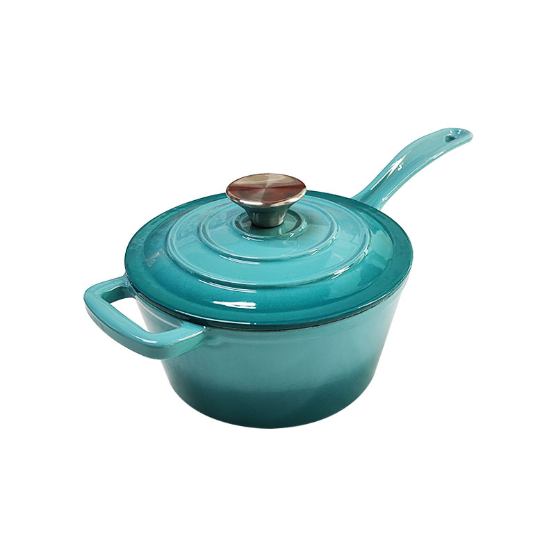 Enameled Customizable High Quality  Cast Iron  Milk Pan / Stock Pot With Long Handle