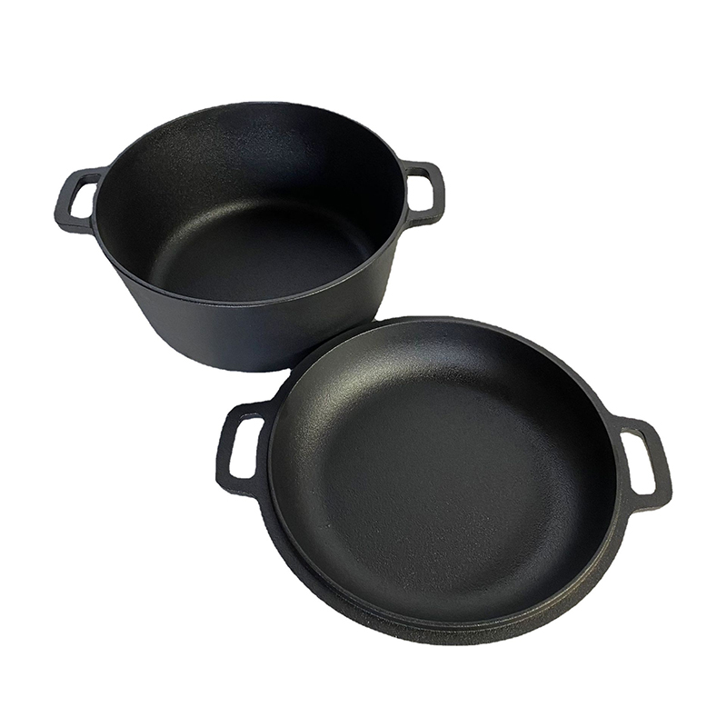 Ready-to-Use Pre-Seasoned BBQ Cast Iron Pot 2-in-1 Dutch Oven