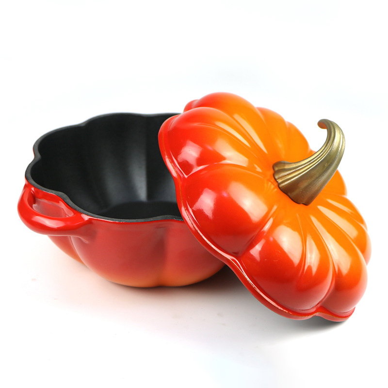 Hot selling High Quality Cast Iron Enamel Pot / Casserole With Pumpkin Shape