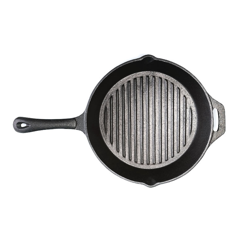 High Quality Pre-seasoned Camping Round  Cast Iron  Skillet With Rib