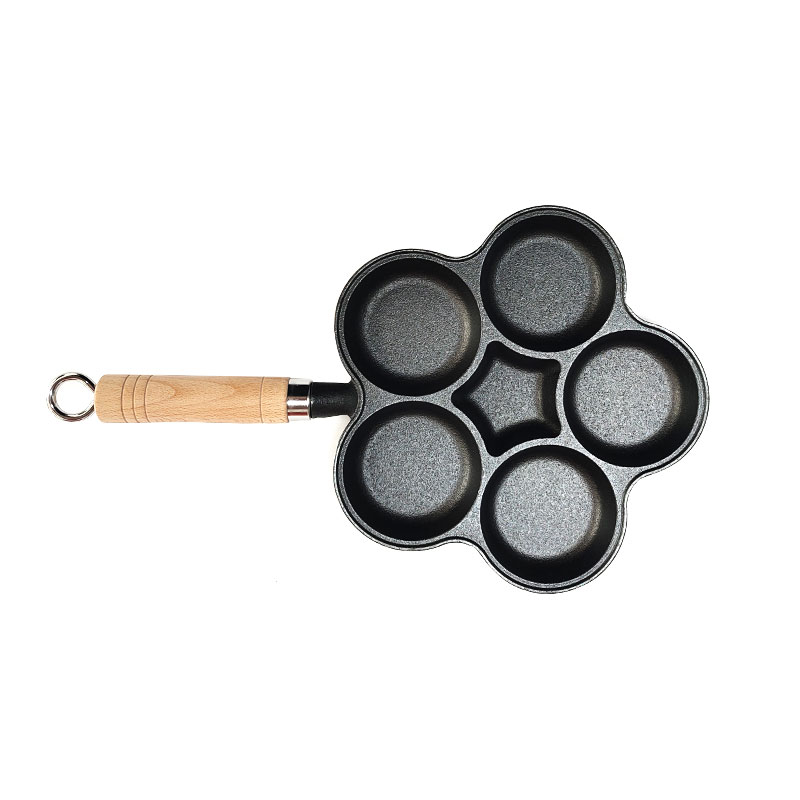 Pre-Seasoned Five Holes Cast Iron  Cake Mould Pan/ Egg Frying Pot