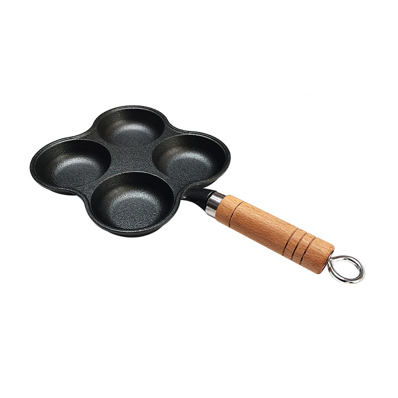 Curved Edge Pre-Seasoned Four Holes Cast Iron  Cake Mould Pan/ Egg Frying Pot