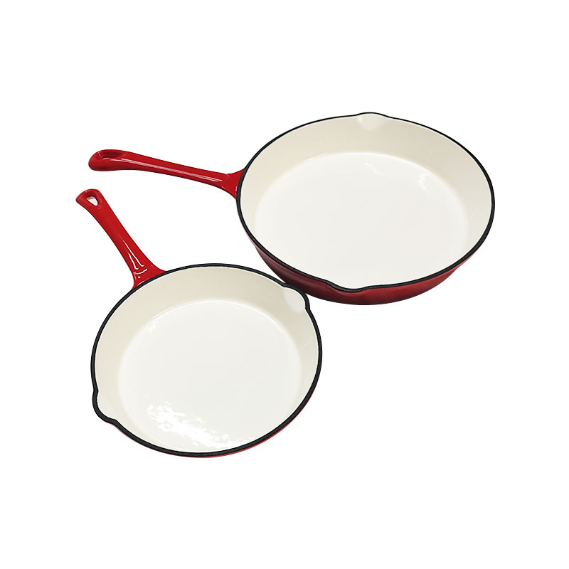 Premium Household Enamelled Cast Iron Frying Pot  / Skillet With Long Handle