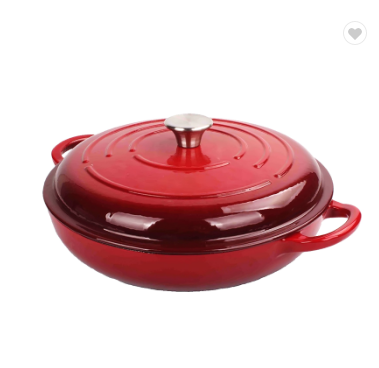 Wholesale Oem Odm Double Ear Enamel Stew Soup Pot Shallow Cast Iron Casserole Dish With Lid