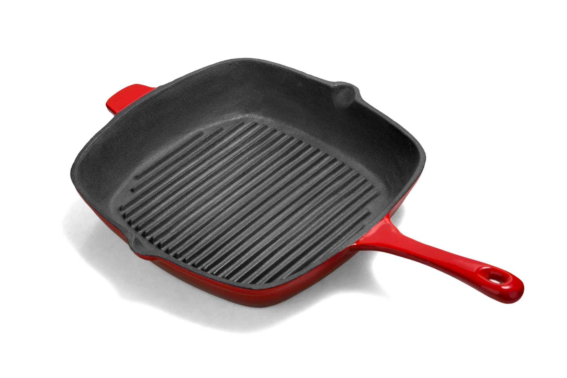 Low MOQ Camping Square Enamel Cast Iron Grill Steak Pan