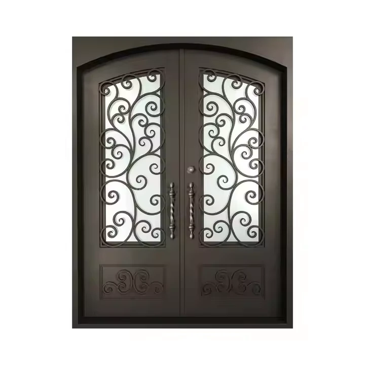 Wrought Iron Entrance Double Door With Openable Glass