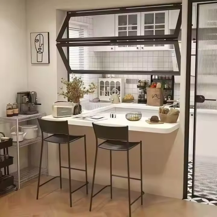 Aluminum Vertical Folding Window With Wood Color