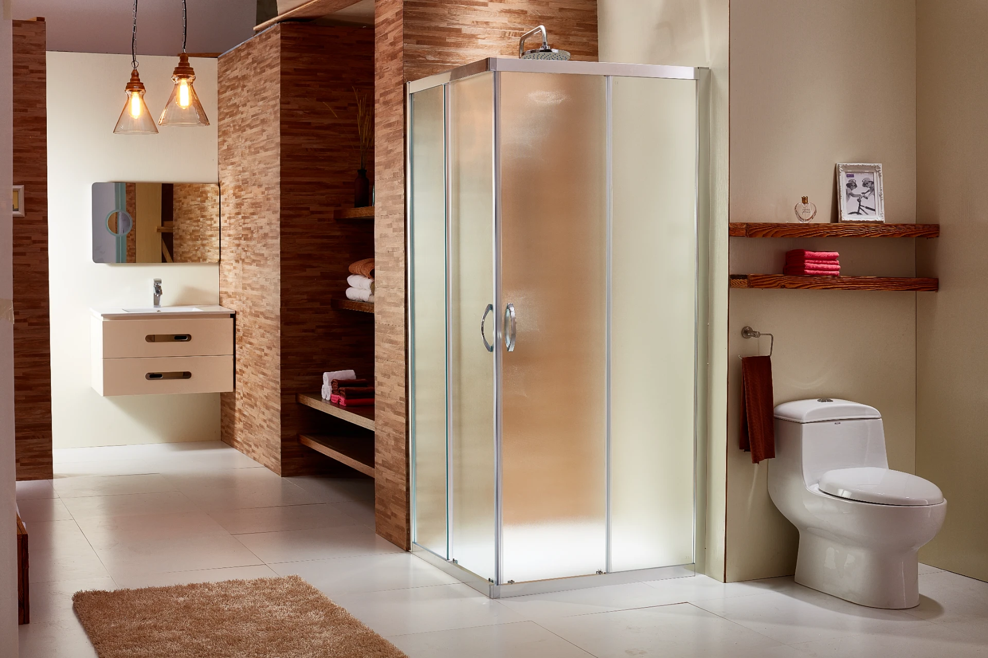 Hotel-Style Square Double Sliding 8-12mm Tempered Glass Shower Door