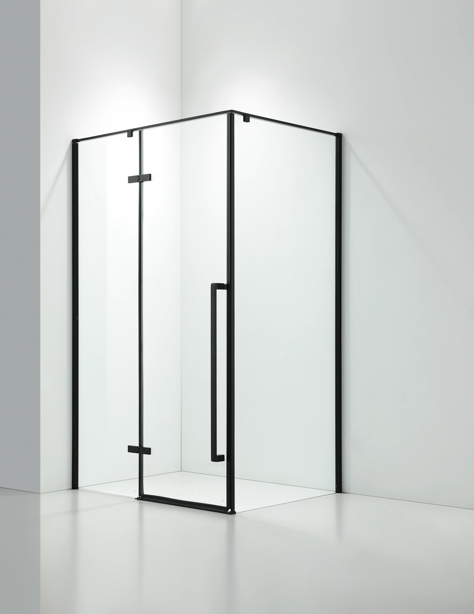 Square Narrow Support Rod Hinges Shower Door With Frame