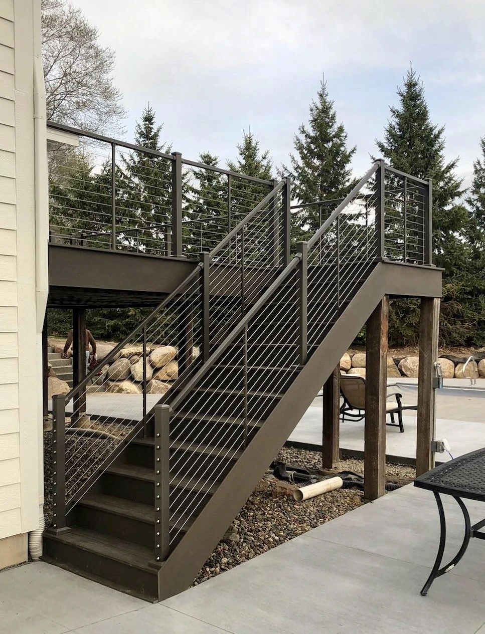 Outdoor Galvanized Steel Structure Straight Staircase Exterior Stair Designs