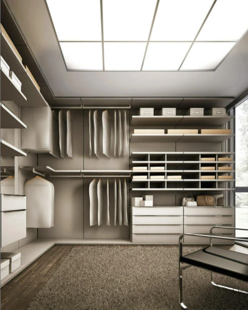 Luxury Man Dressing Room Walk in Cabinet Closet Armoire Solid White Oak Wood Wardrobe Closet