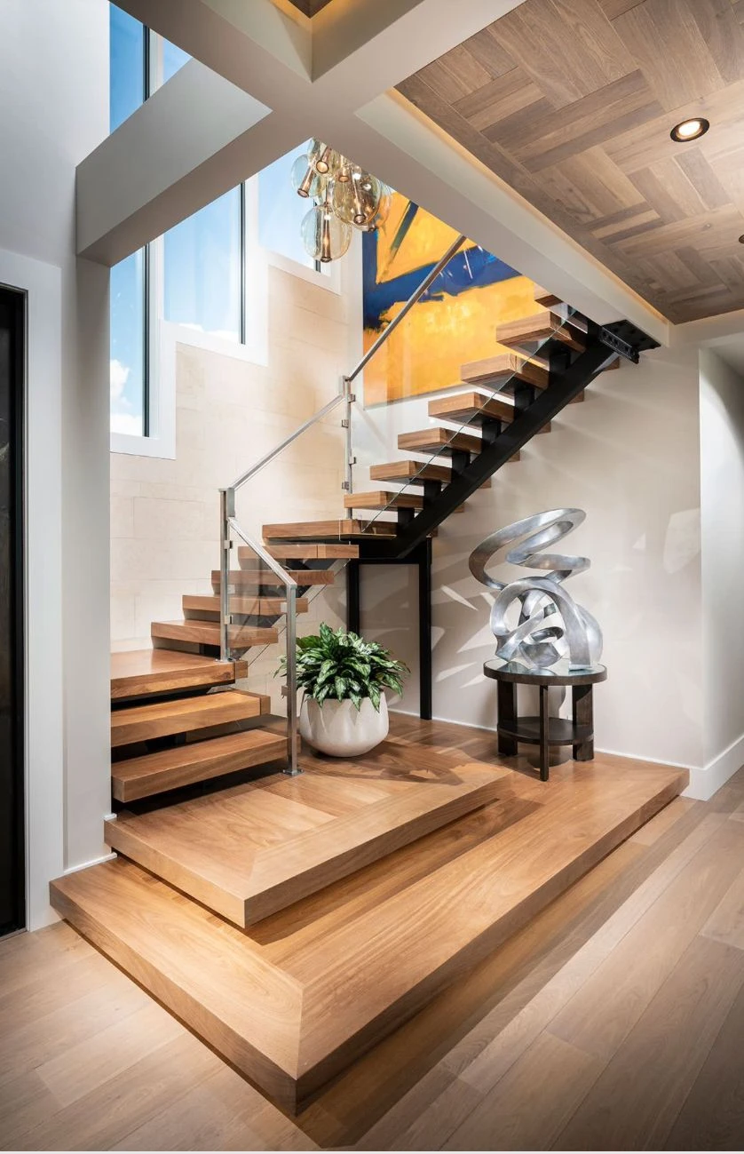 Mono Stringer Floating Stairs Factory Used Metal Staircase Indoor Straight Stair