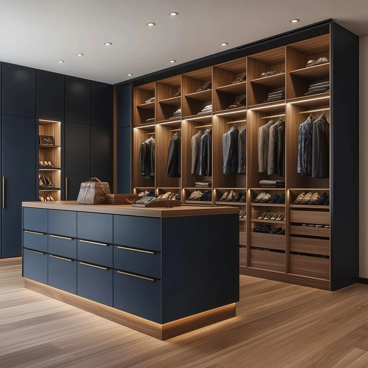 Luxury Couple Wardrobe Custom Bedroom Furniture Walk in Closet Solid Wood Double Wardrobes Storage Accessories Designs