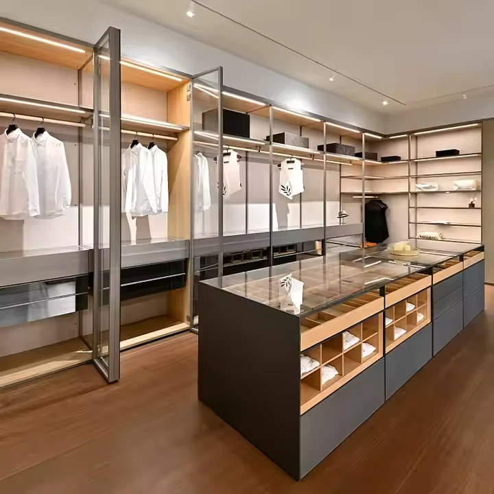 Simple Metal Walk In Wardrobes Customized Cheap Steel Couple Wardrobe With LED Light