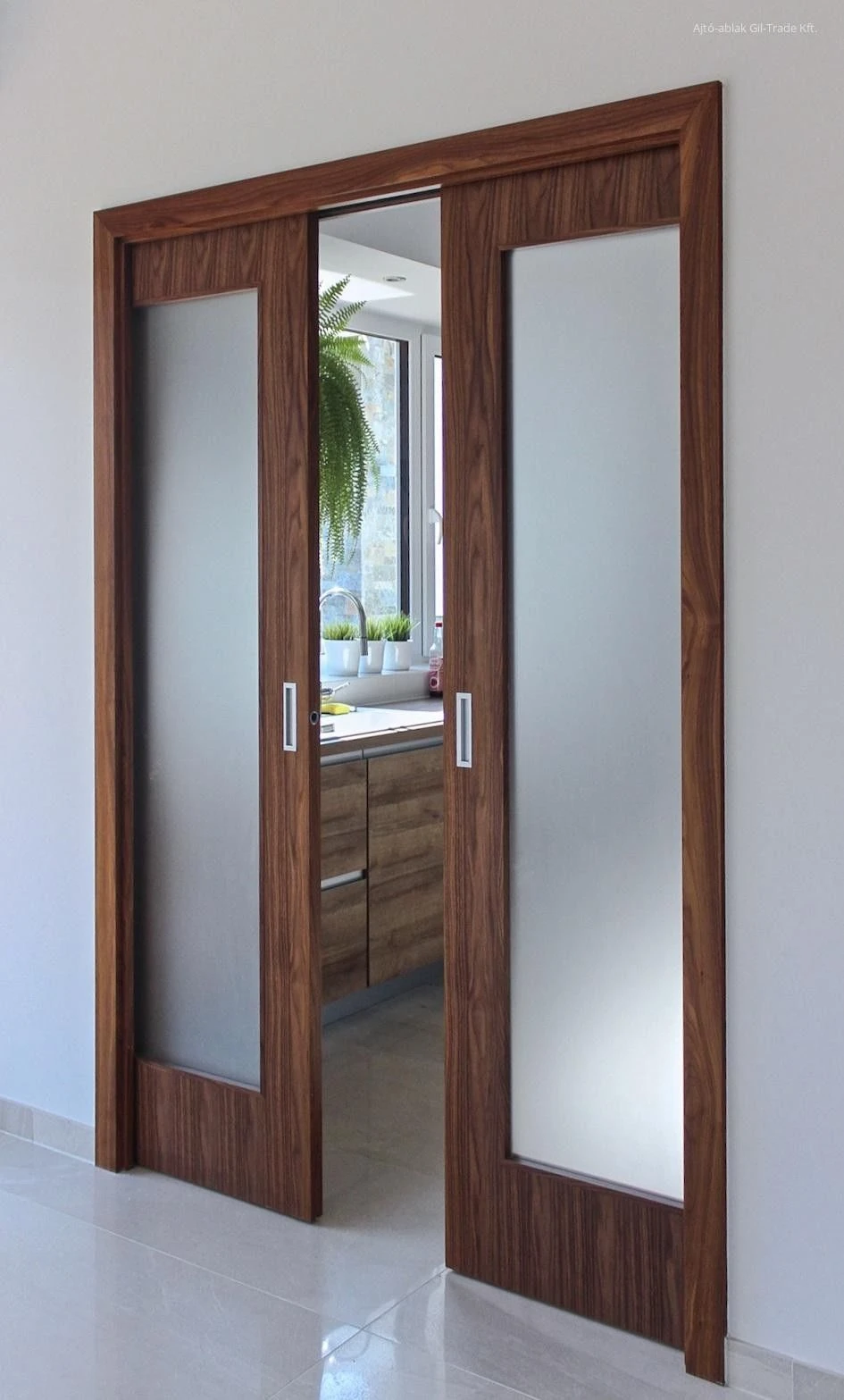 Modern American Style Wood Interior Sliding Pocket Door Solid Wood Sound Insulation for Residentials