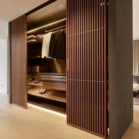 Hot Product Minimalist Design Bedroom Sliding Door Wardrobe Solid Wood Panel Designs Sliding Door Storage Closet