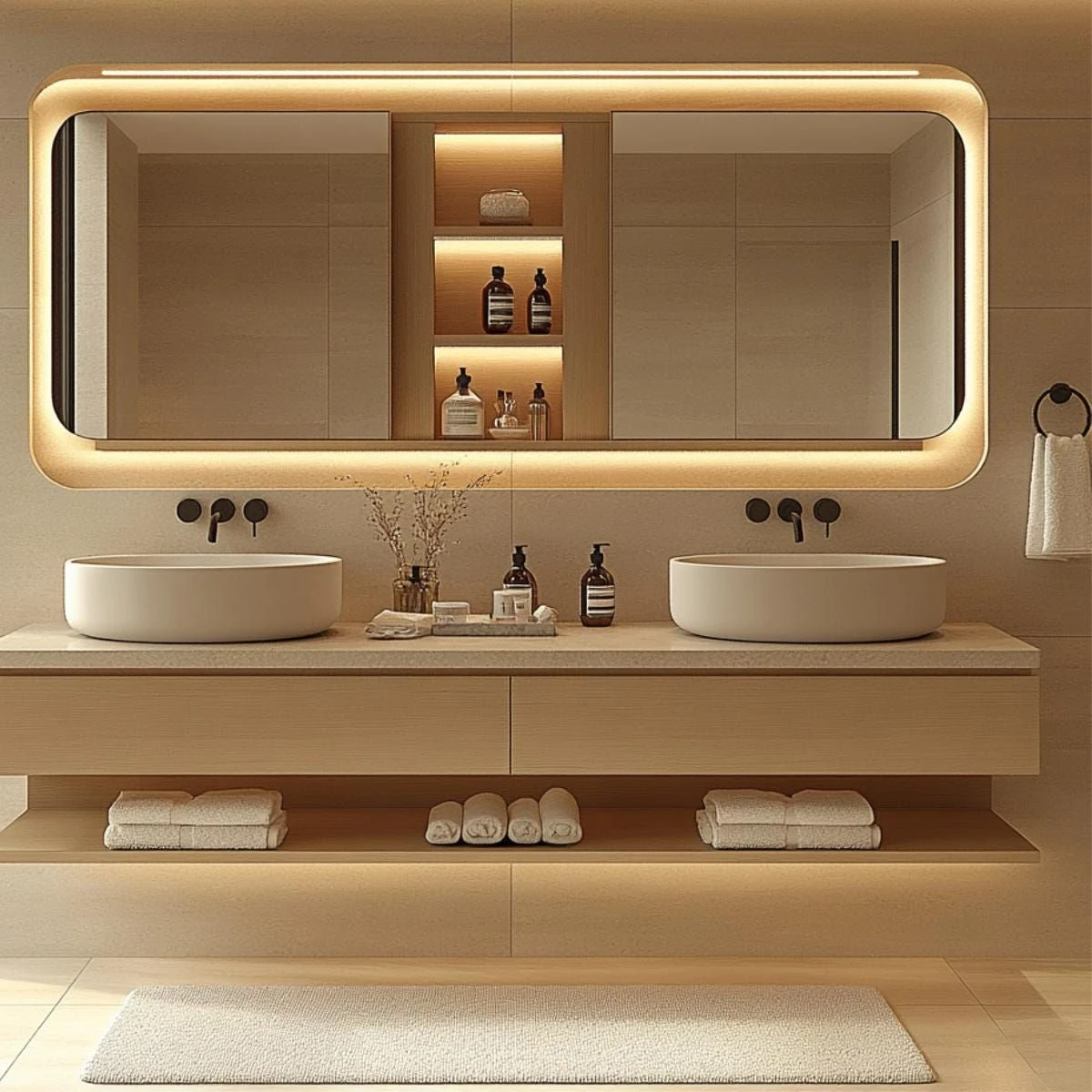 Factory Price Hotel Furniture Waterproof Floating Wall Mounted Top Bathroom Vanity Cabinet