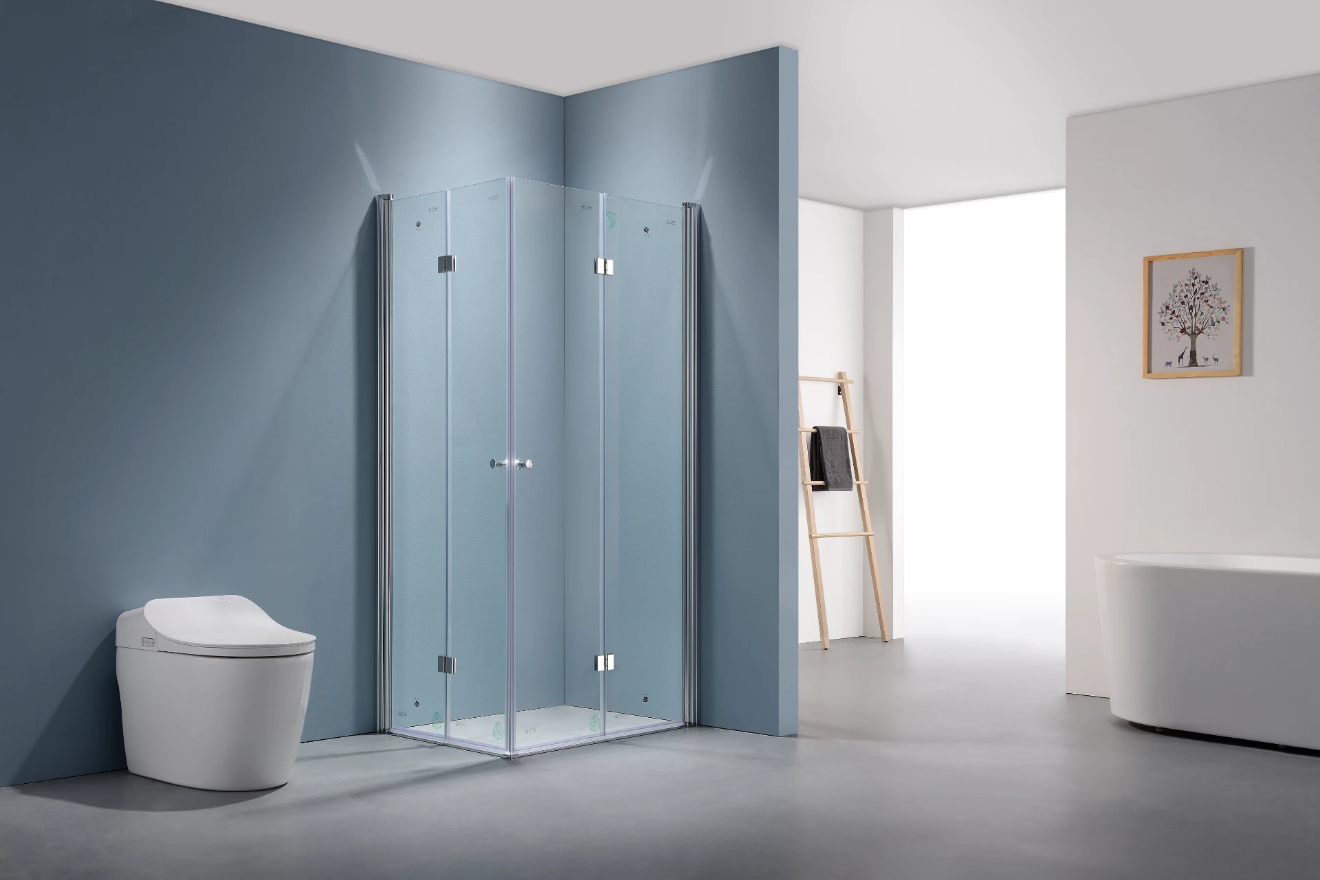 Tempered Glass Floding Hinge Bathroom Shower Enclosure Shower Door