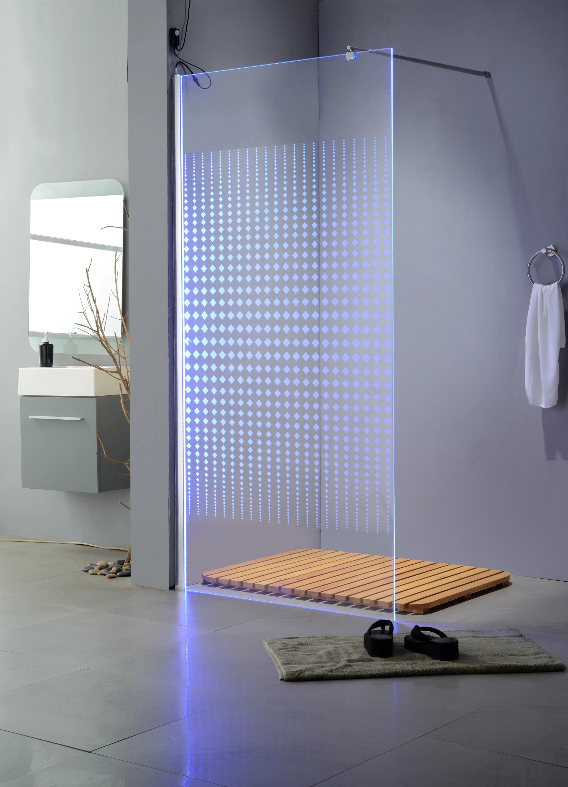 LED Modern Minimalist Frameless Shower Room Door