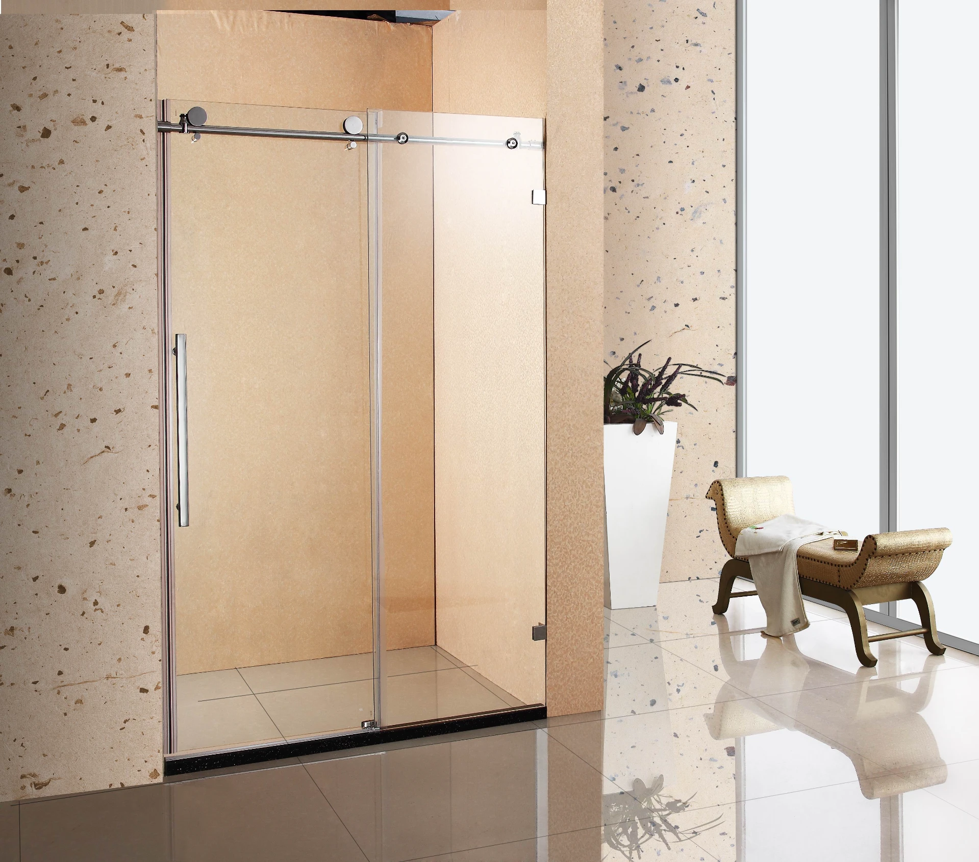 Modern Minimalist Frameless Sliding Shower Room Door