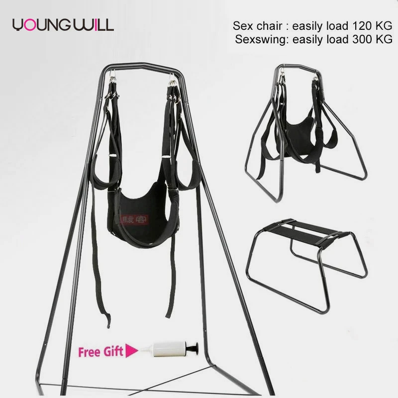 Adjustable Sex Chair and Sex Swing with Metal Rack