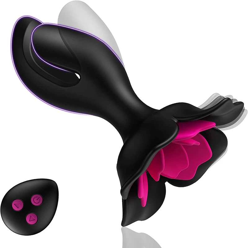 Black Rose Vibrating Anal Plug
