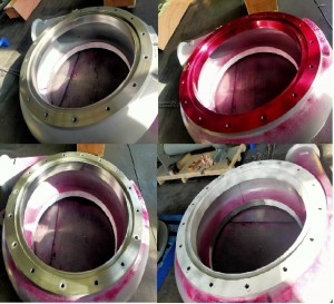 Nondestructive inspection penetrant test for slurry pump castings