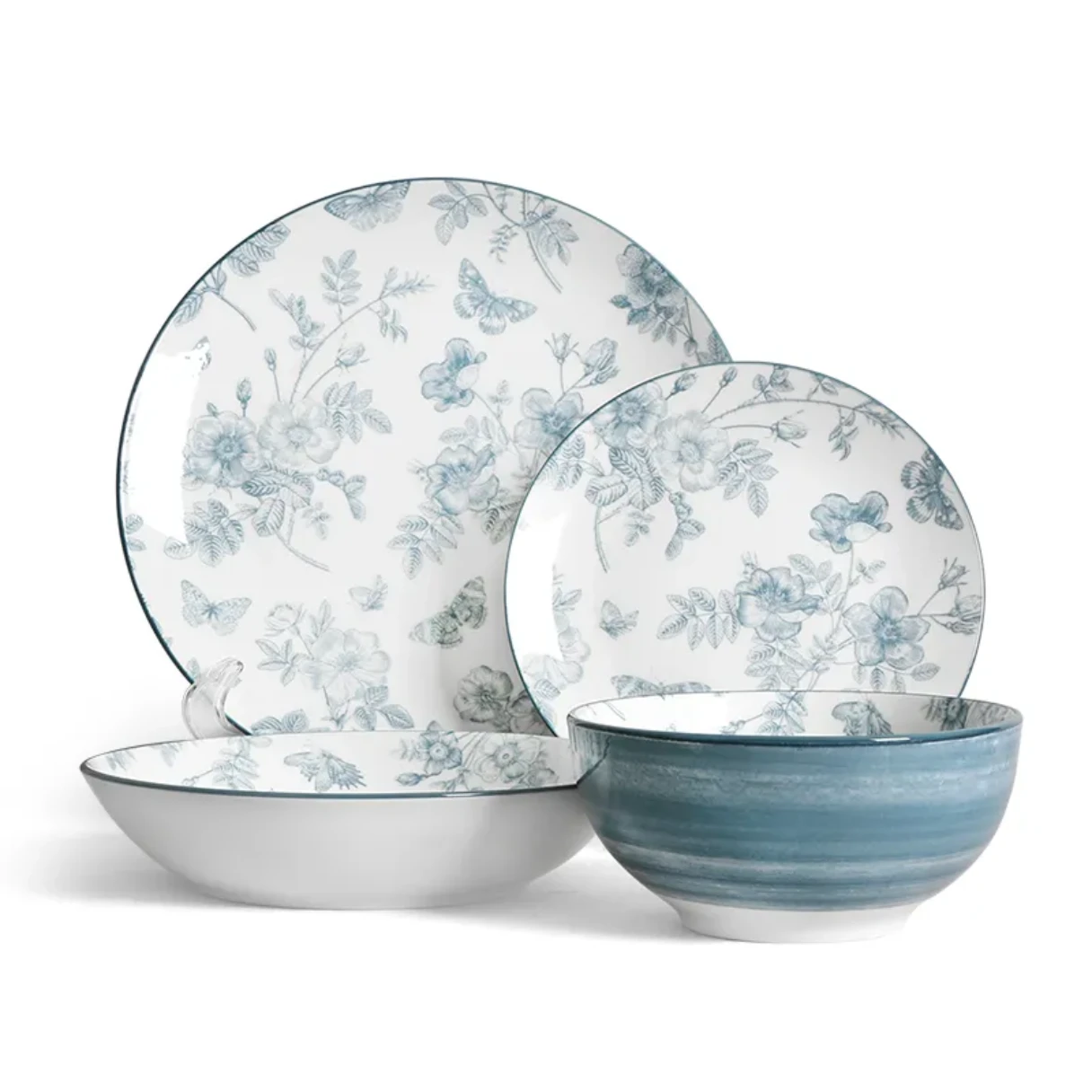Soft blue flower 18pcs dinner set