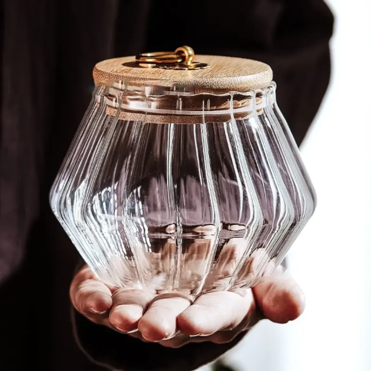 Diamond shape Coffee Beans Snack Candy Glass jar with Lid