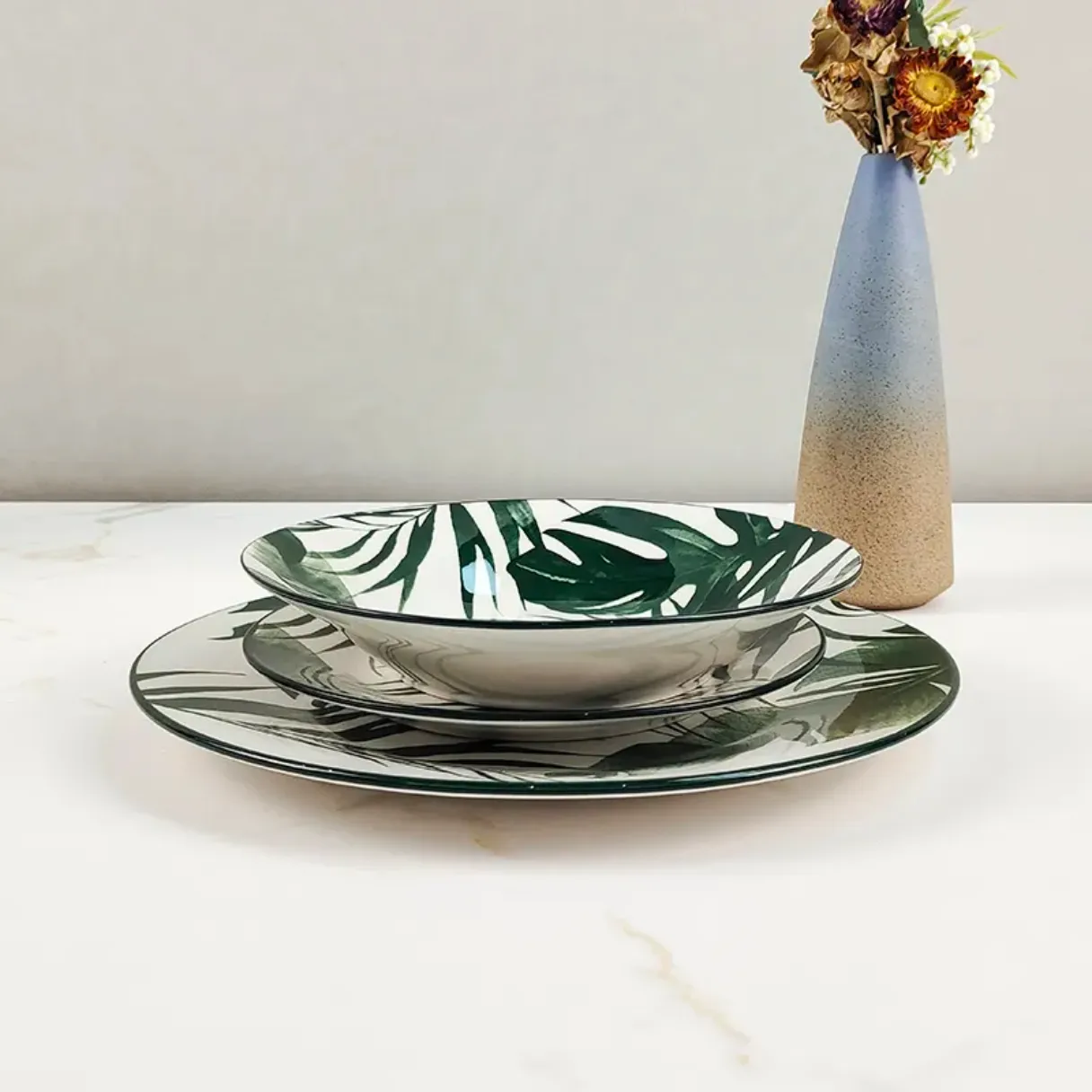 black ceramic plate set