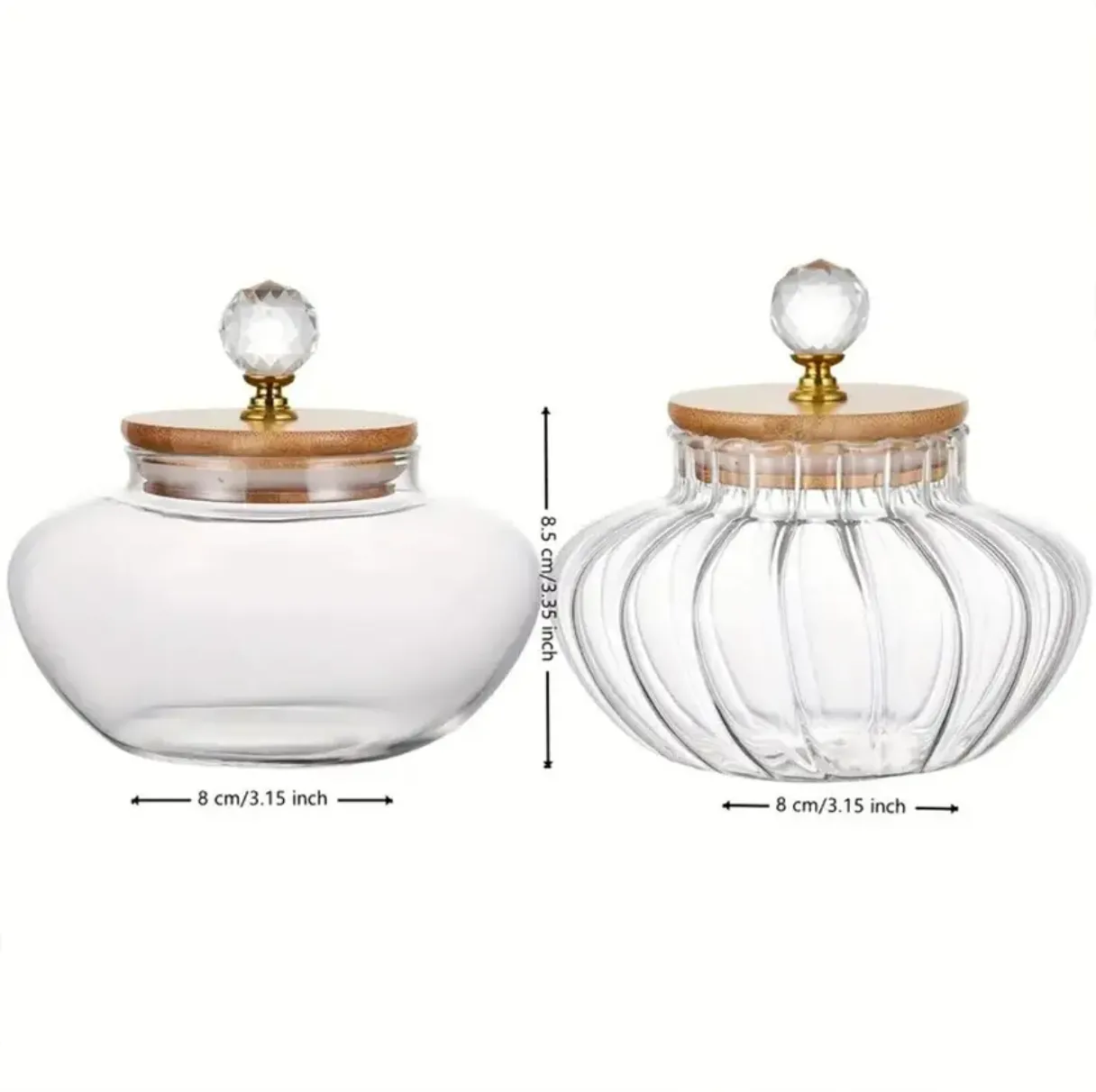 High Borosilicate Glass Storage jar with Diamond Bamboo Lid