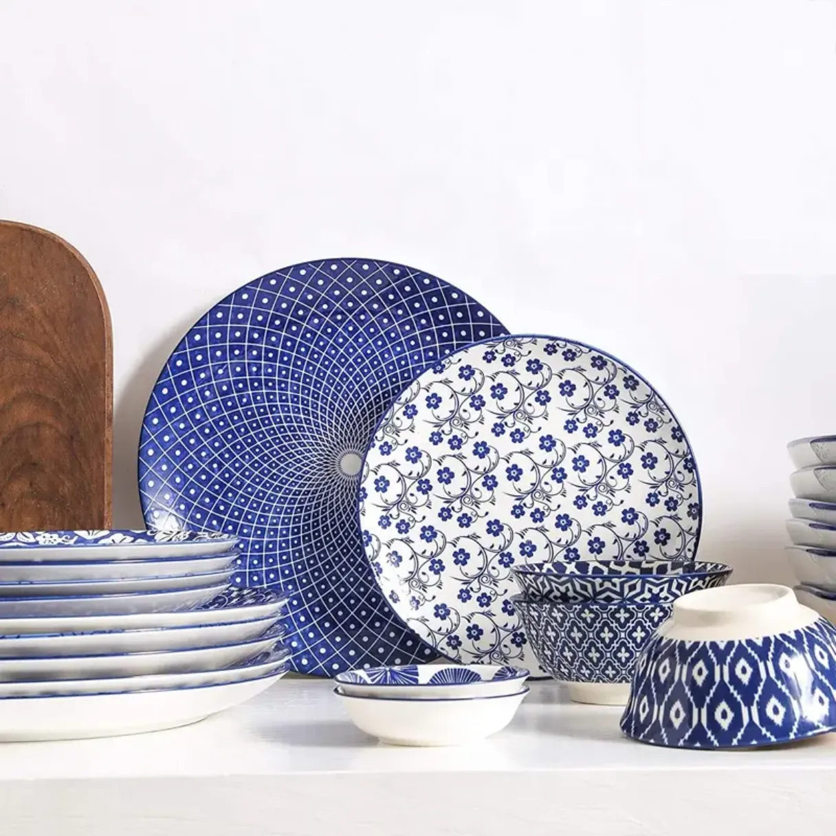 Blue color pattern ceramic dinnerware plate bowl under glaze