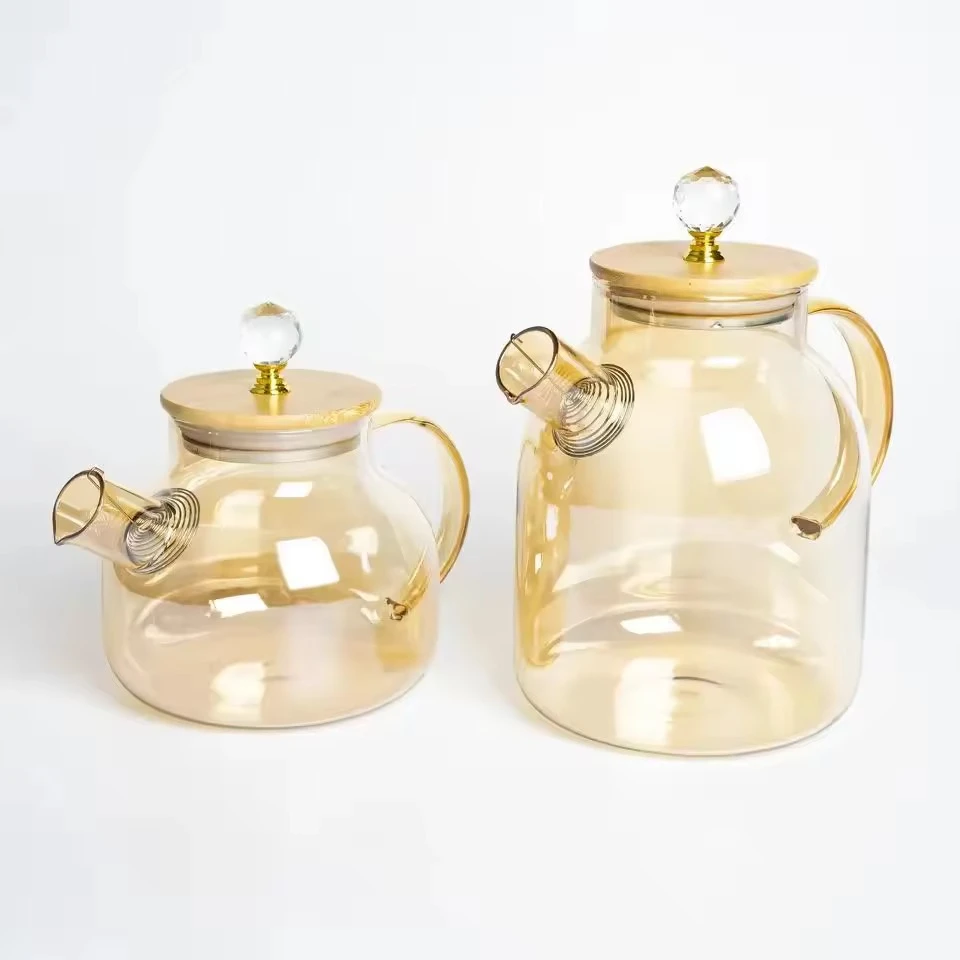 Electroplated color bamboo lid high borosilicate kettle 1L/1.8L