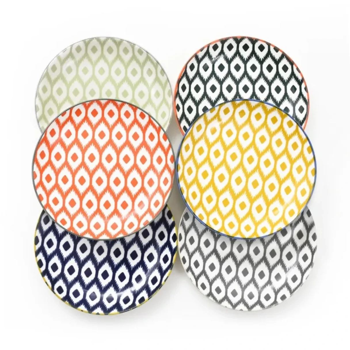 6-Piece 8' porcelain plate Boho style 6 colors