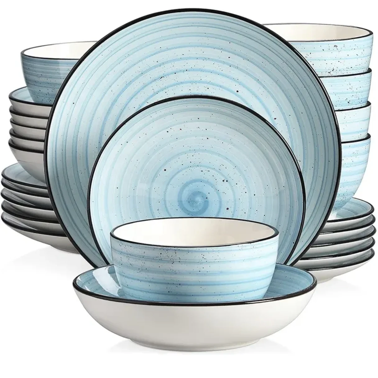 Cerulean Whirl Porcelain hand-painted style porcelain plate