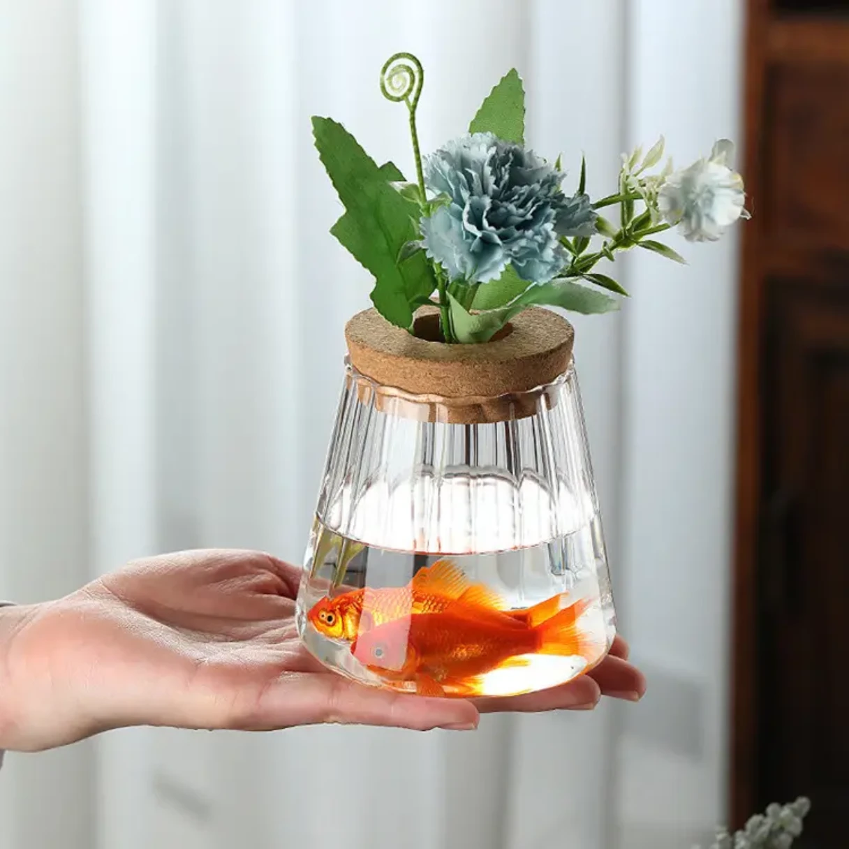 Borosilicate Glass Hydropnic Planter Jar  with Cork Lid fish Jar