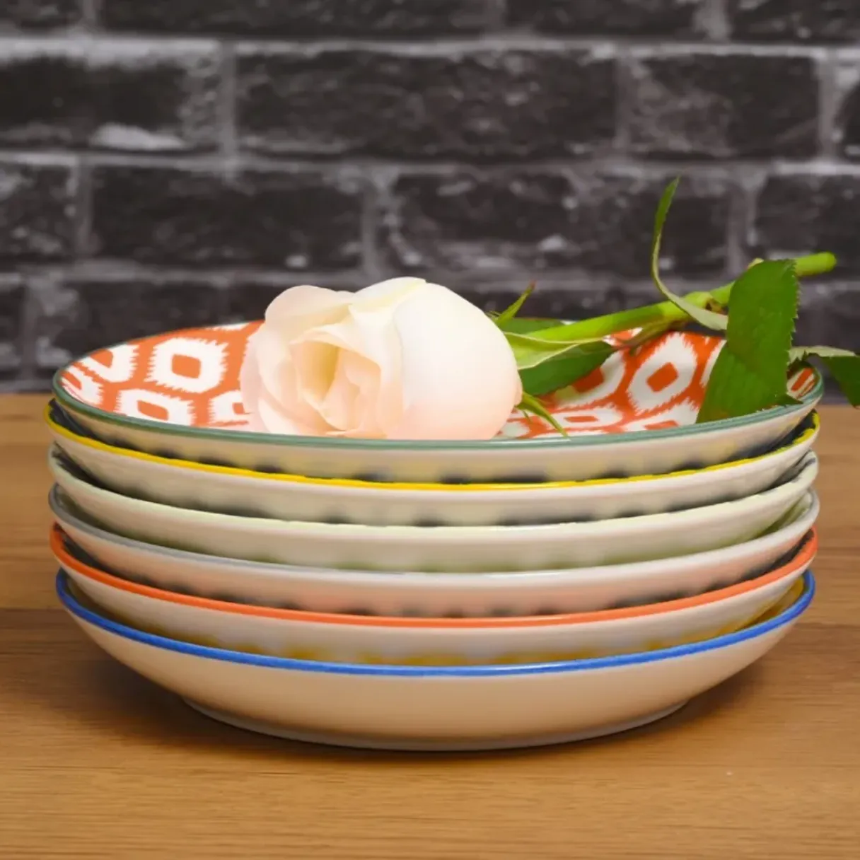 6-Piece 8' porcelain plate Boho style 6 colors