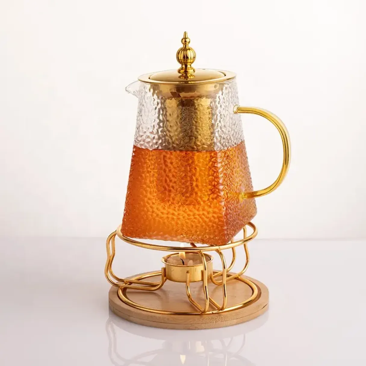 Hammered Square tea pot high borosilicate glass kettle