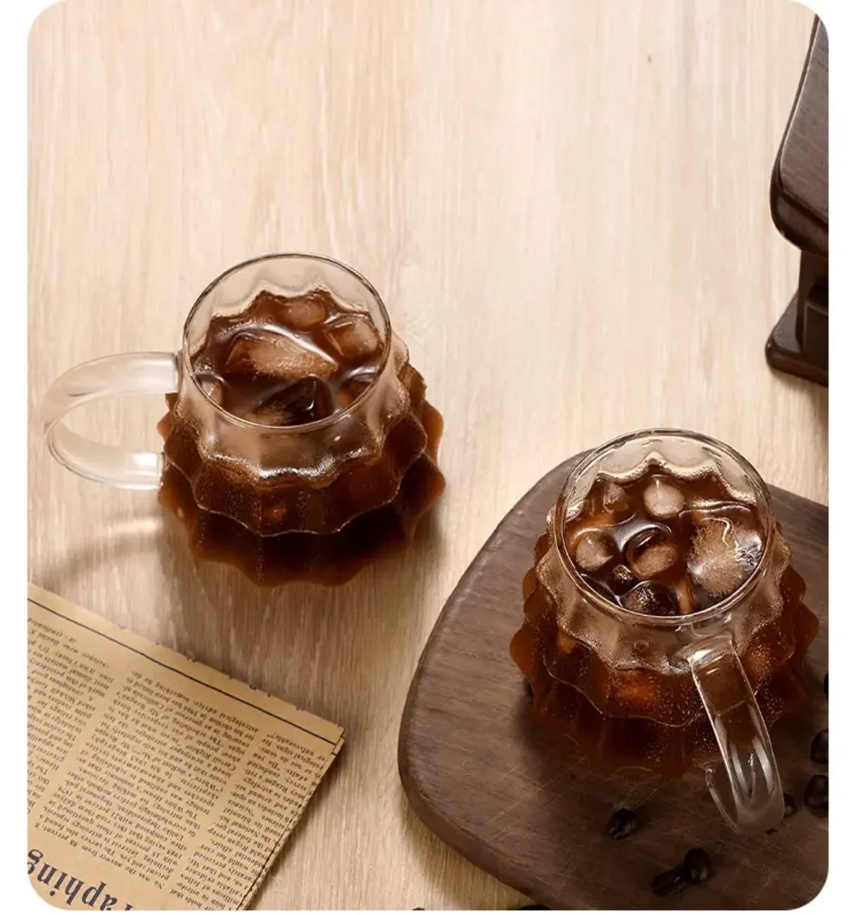 Christmass tree single layer mug high borosilicate glass mug with straw with handle